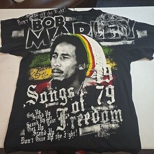 Bob Marley Catch A Fire T-Shirt Men's Size XL Short Sleeve‎ Graphic Black